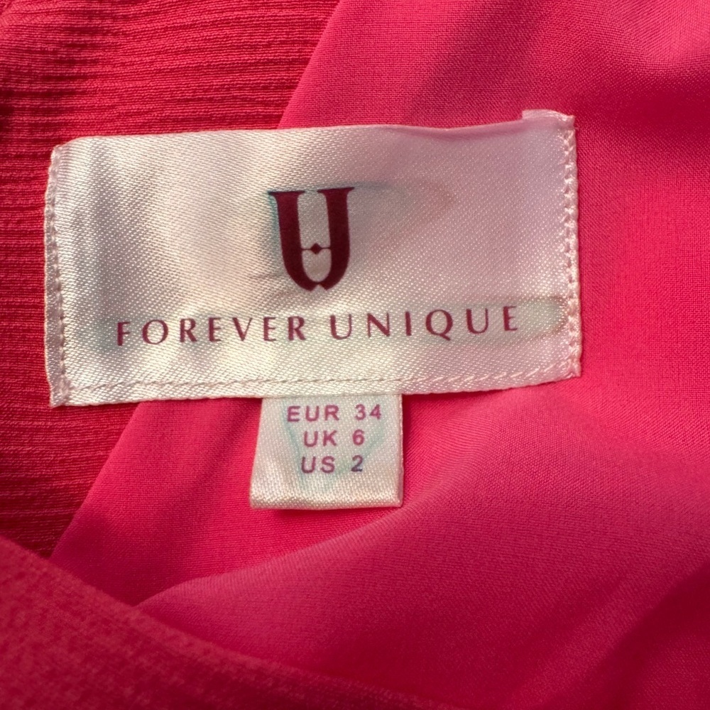 Forever Unique Hot Pink One Shoulder Ruffle Mini Dress Statement Party size 2 - Picture 3 of 12